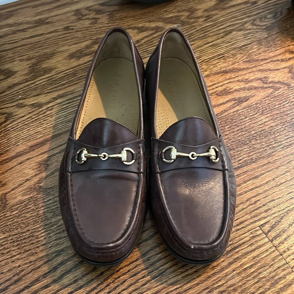 Cole Haan Ascot II Gold Horsebit Leather Loafer Brown Mens Size 10.5